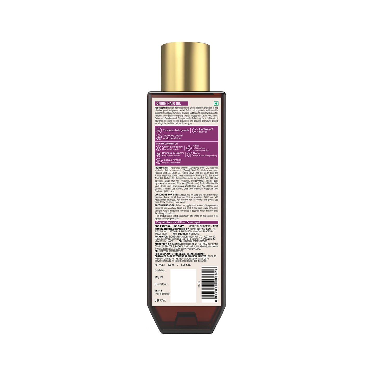 Fabessentials Onion Oil with Redensyl & Biotin - 200 ml