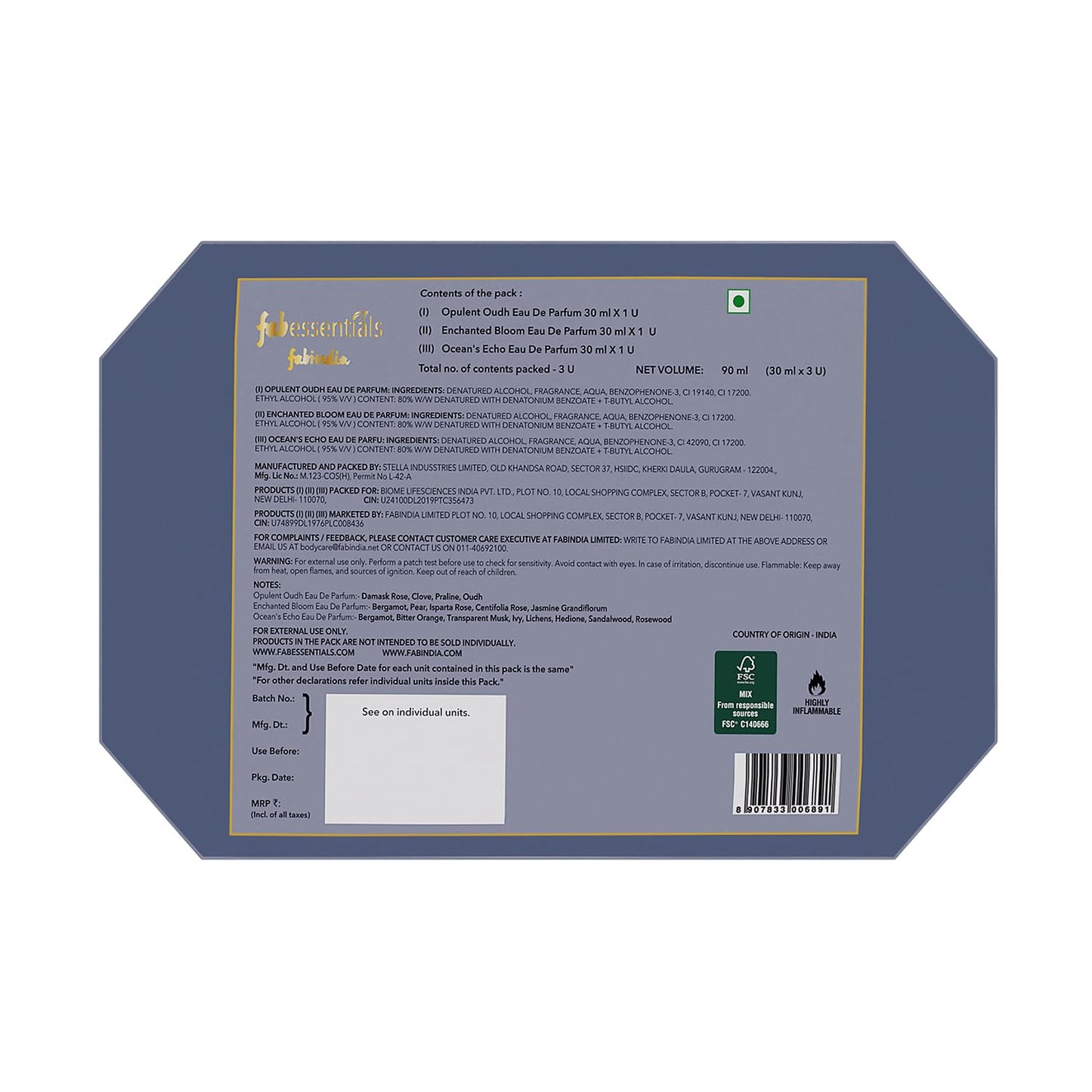 fabessentials Luxury Perfume Gift Set | Eau De Parfum for Men & Women | Long-Lasting Fragrances 3 x 30ml