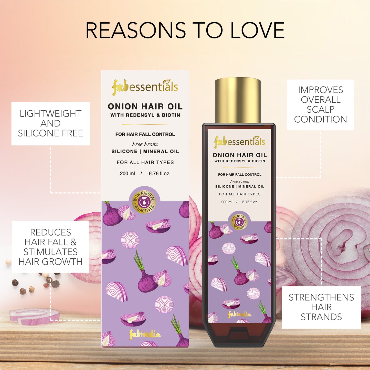 Fabessentials Onion Oil with Redensyl & Biotin - 200 ml