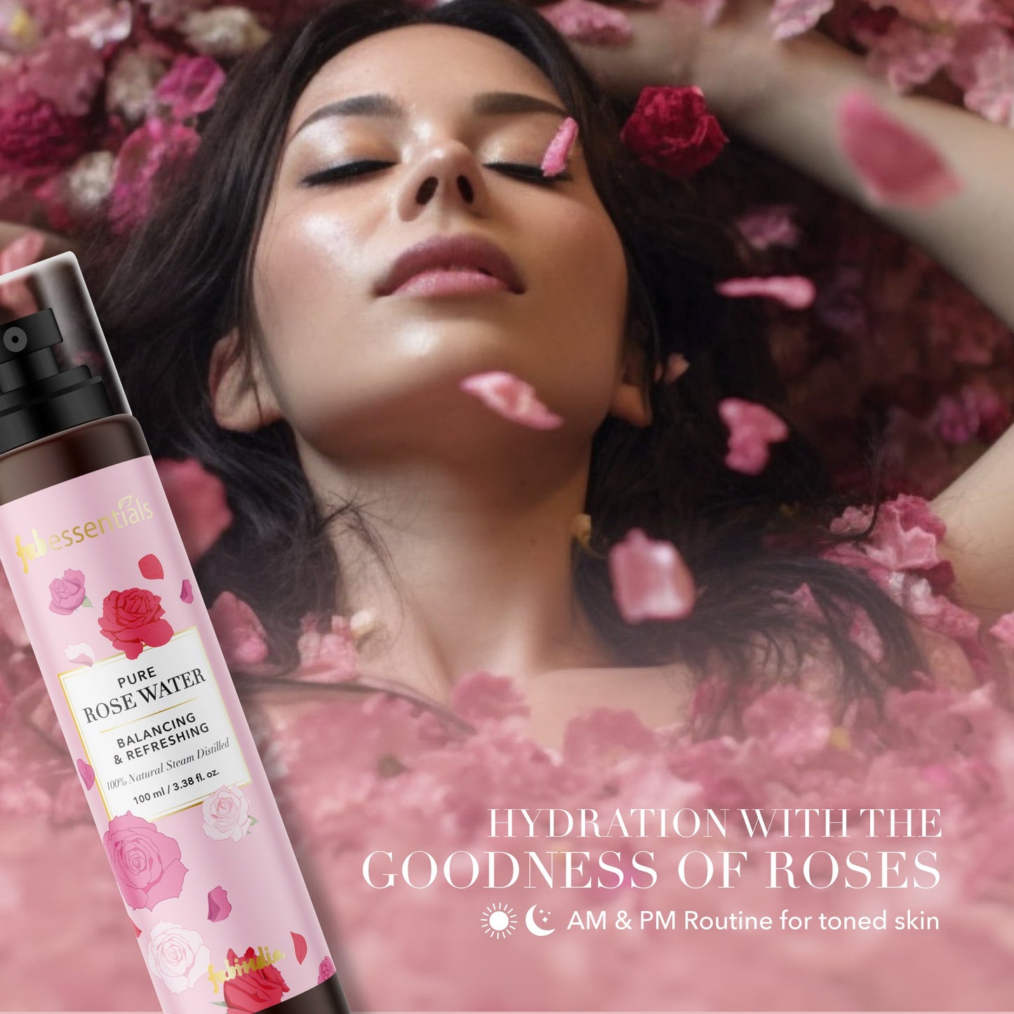 fabessentials Pure Rose Water 110ml | Alcohol-Free Face Toner or Face Mist