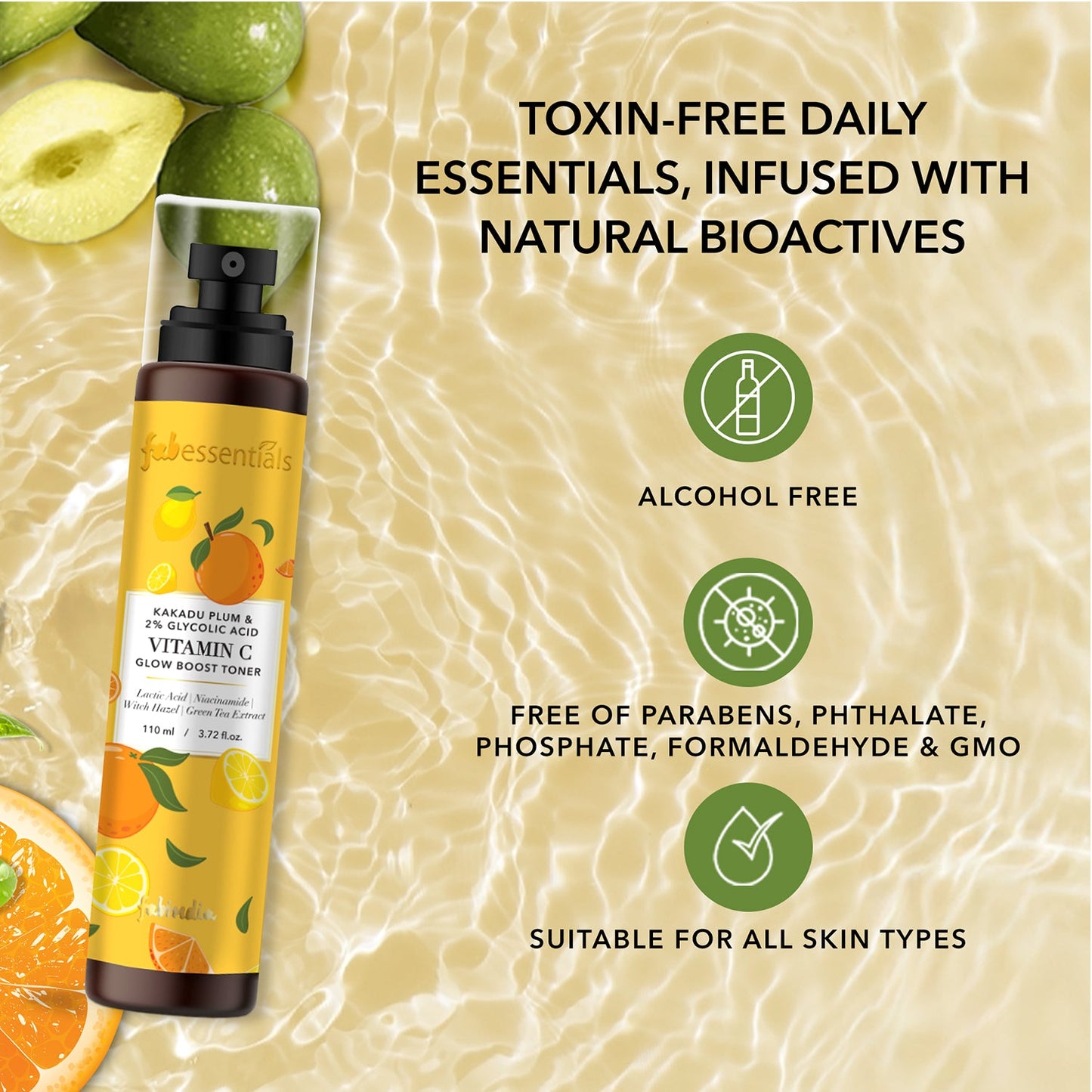 fabessentials Kakadu Plum & 2% Glycolic Acid Vitamin C Glow Boost Face Toner 110ml