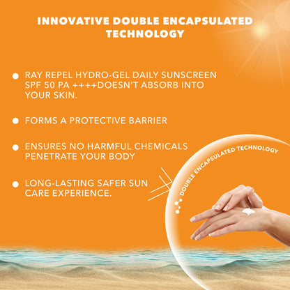fabessentials Hyaluronic Acid & Vitamin C Ray Repel Hydro gel Daily Sunscreen SPF 50 PA++++ - 50g