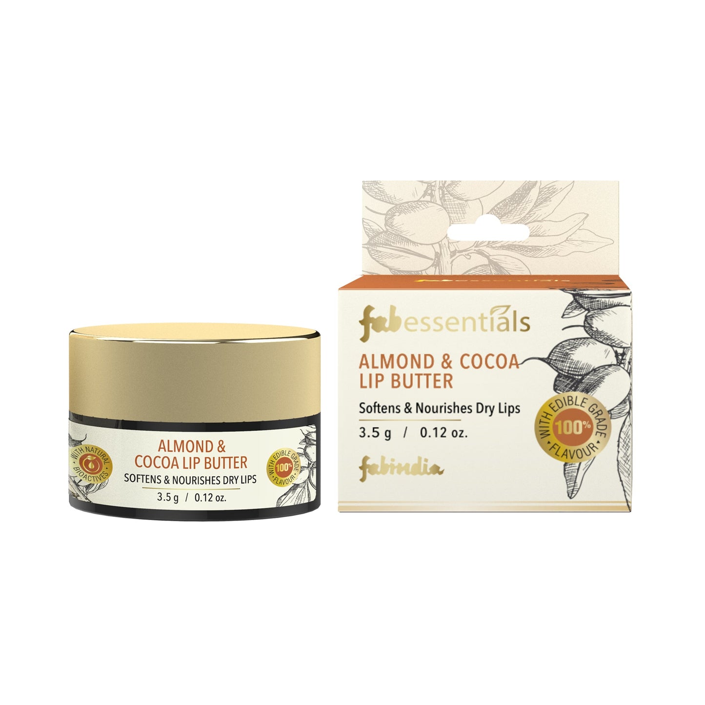fabessentials Almond & Cocoa Lip Butter 3.5g | Lip Balm for Chapped Lips