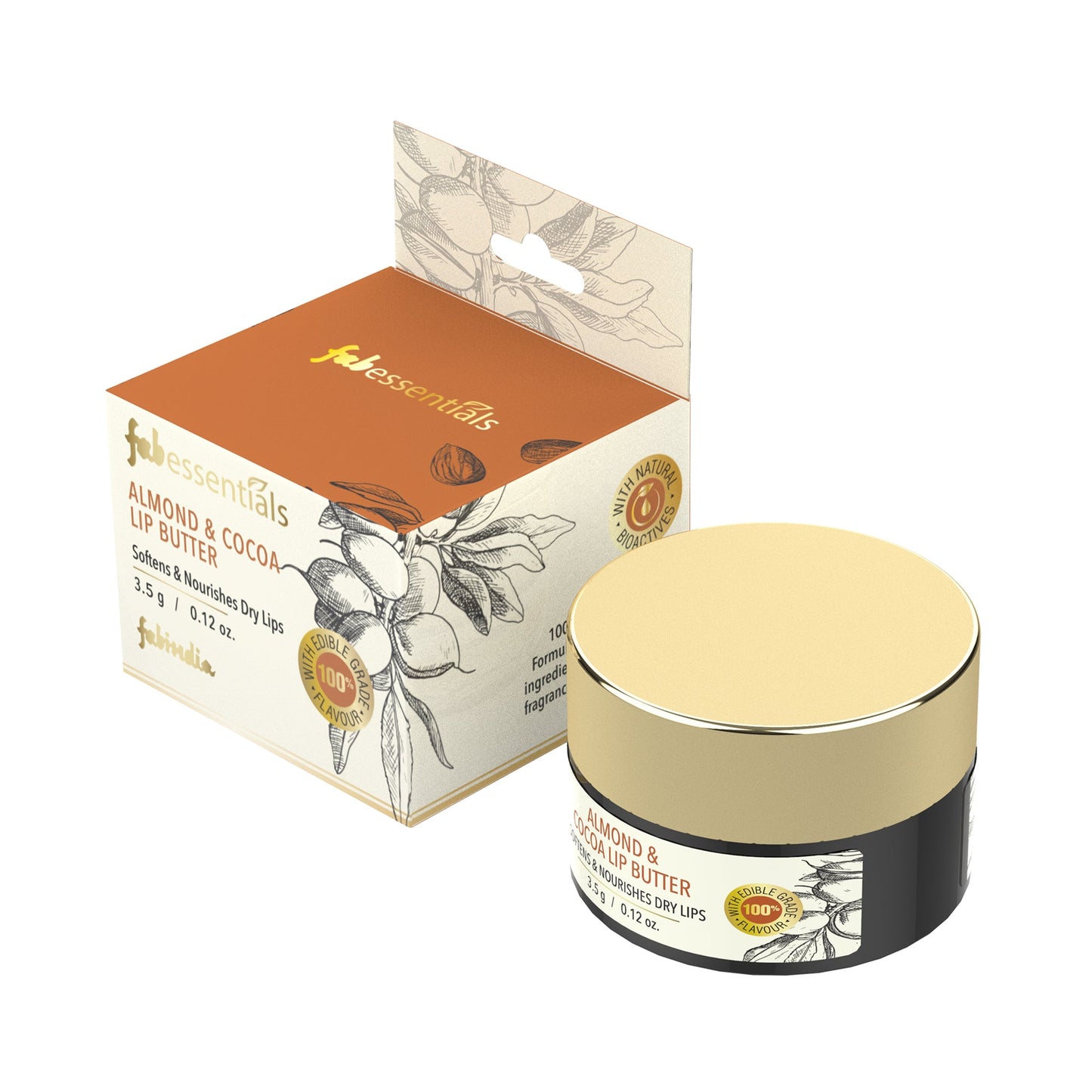 fabessentials Almond & Cocoa Lip Butter 3.5g | Lip Balm for Chapped Lips