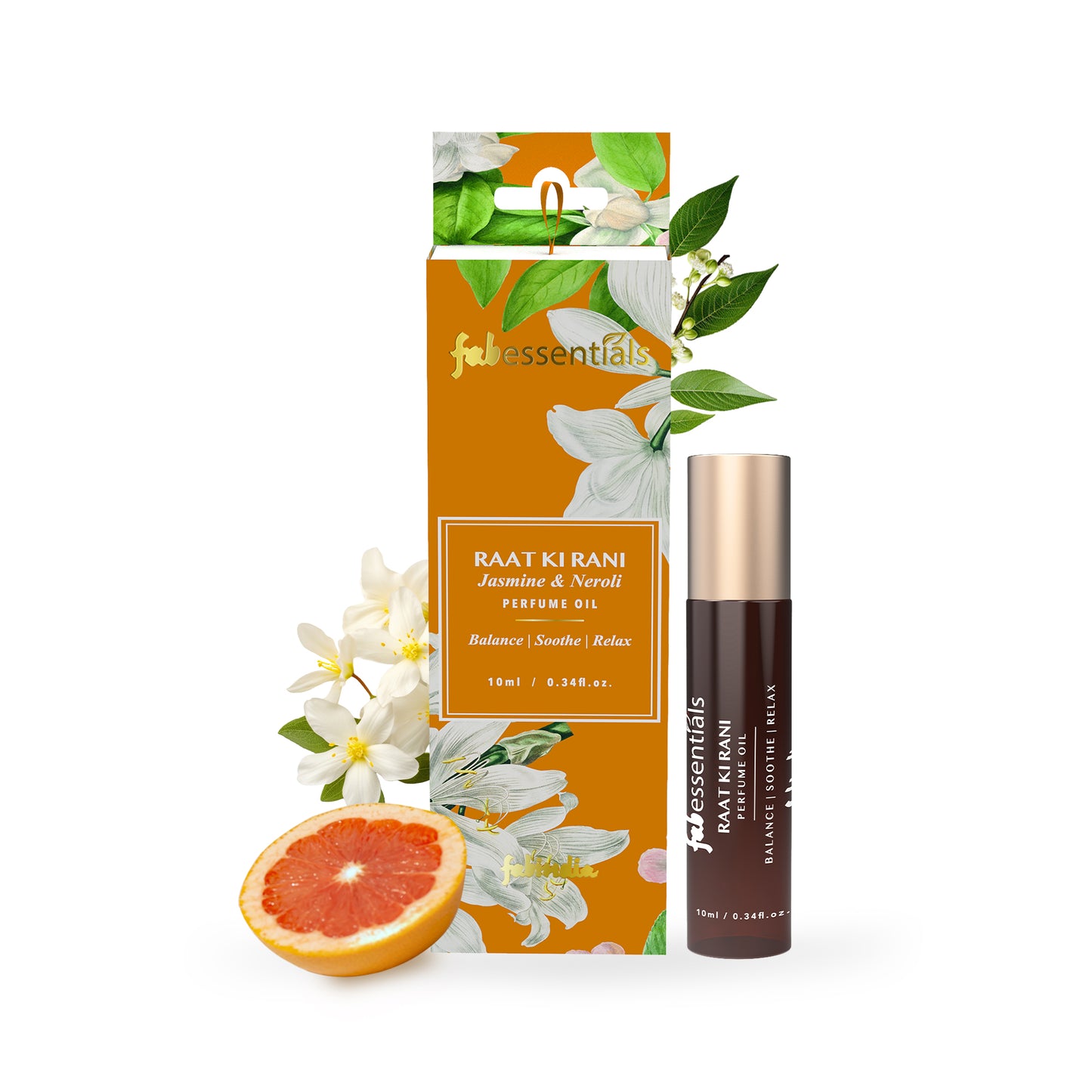 fabessentials Raat Ki Rani Jasmine & Neroli Perfume Oil 10ml | Roller ball Perfume Oil for Men & Women