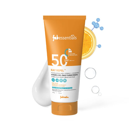 fabessentials Hyaluronic Acid & Vitamin C Ray Repel Hydro gel Daily Sunscreen SPF 50 PA++++ - 50g