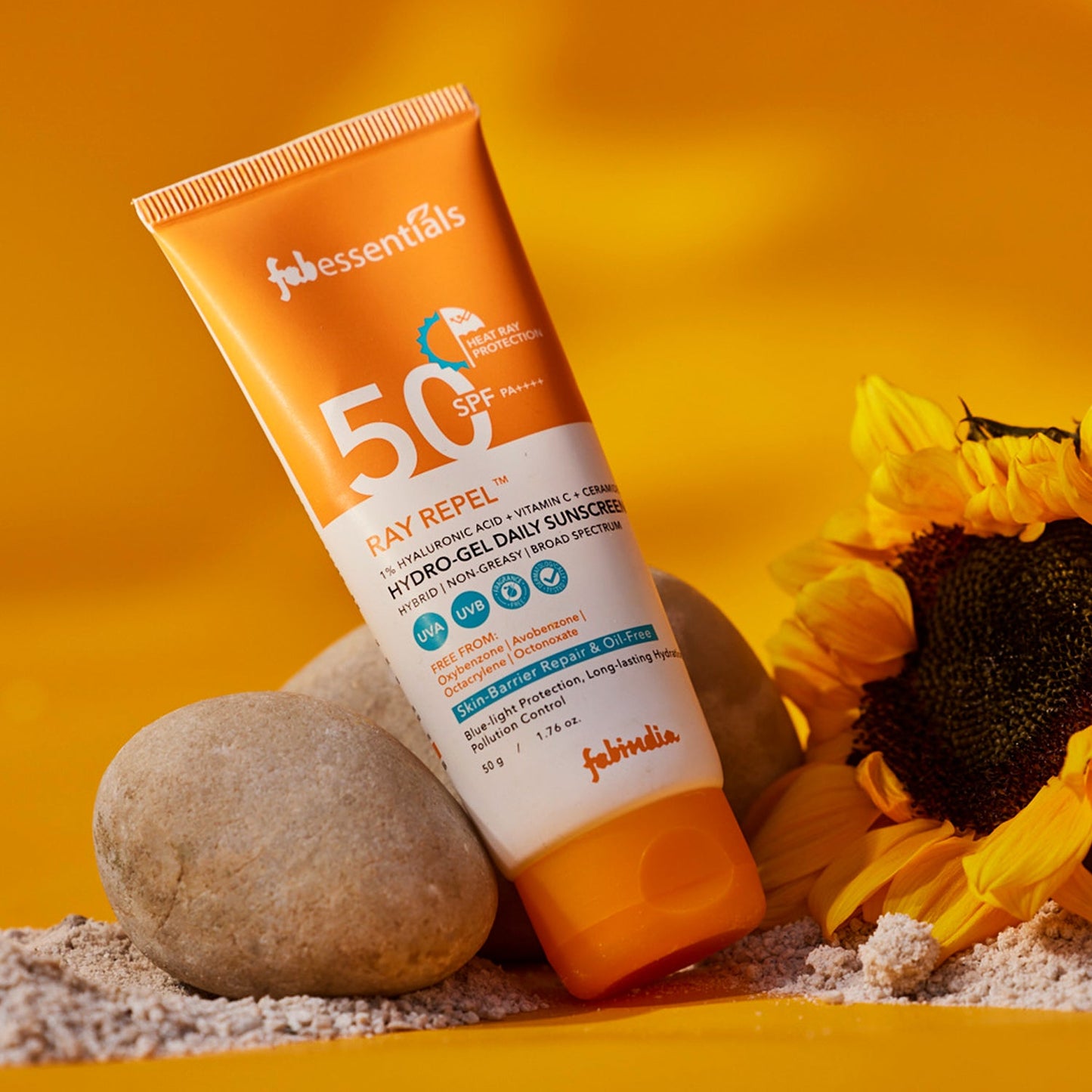 fabessentials Hyaluronic Acid & Vitamin C Ray Repel Hydro gel Daily Sunscreen SPF 50 PA++++ - 50g