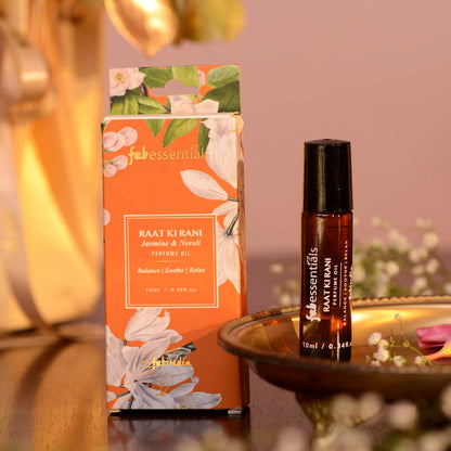 fabessentials Raat Ki Rani Jasmine & Neroli Perfume Oil 10ml | Roller ball Perfume Oil for Men & Women