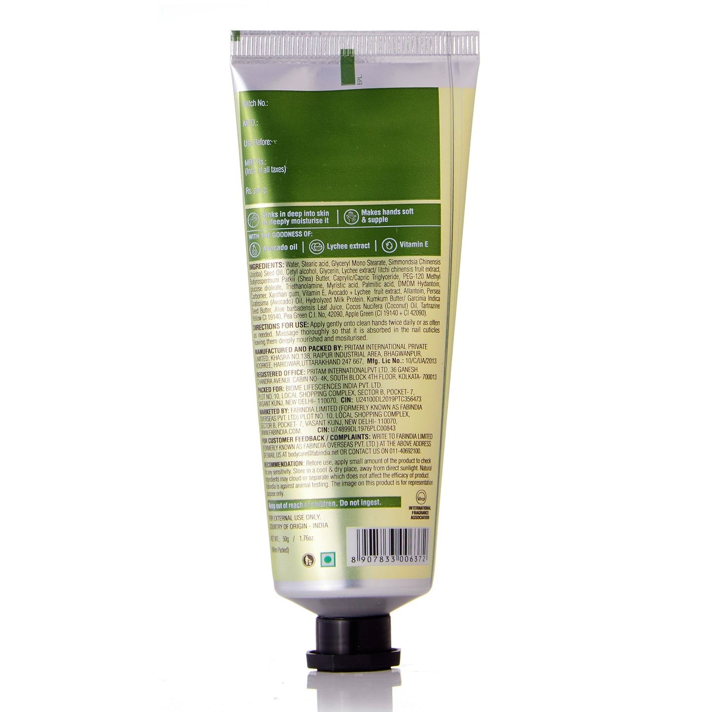 Avocado Lychee Hand Cream - 50 gm