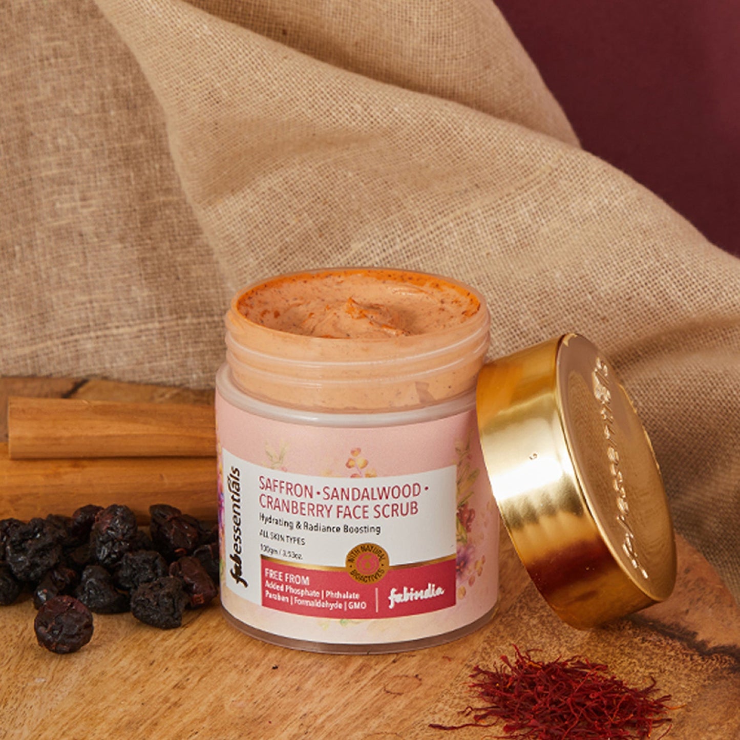 Saffron Sandalwood Cranberry Face Scrub - 100 gm