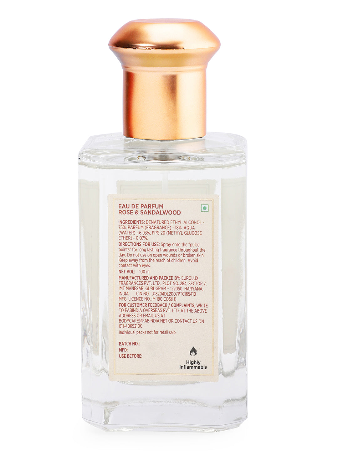 Fabindia Eau de Perfume Rose and Sandalwood Perfume - 100ml