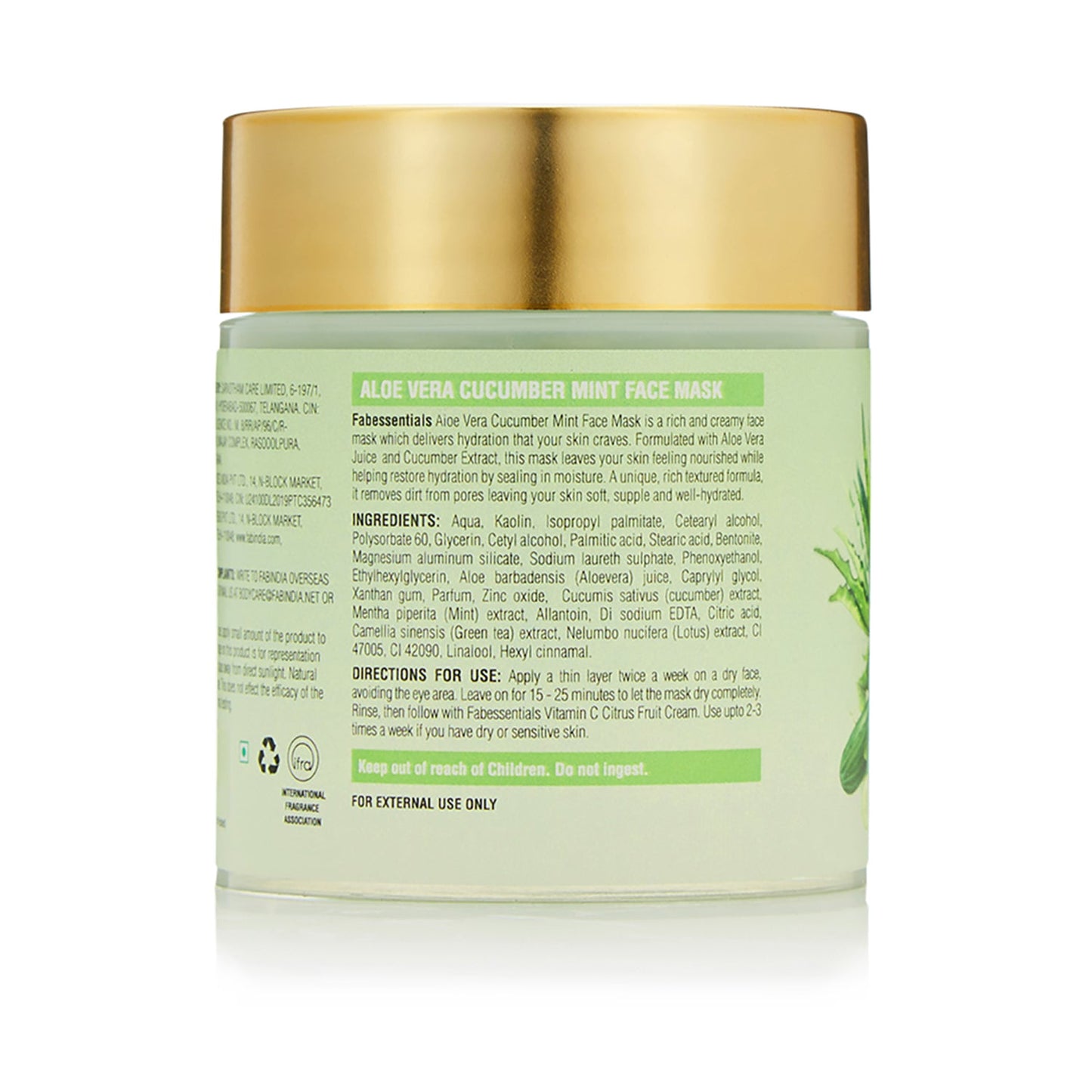 Aloe Vera Cucumber & Mint Face Mask - 100 gm