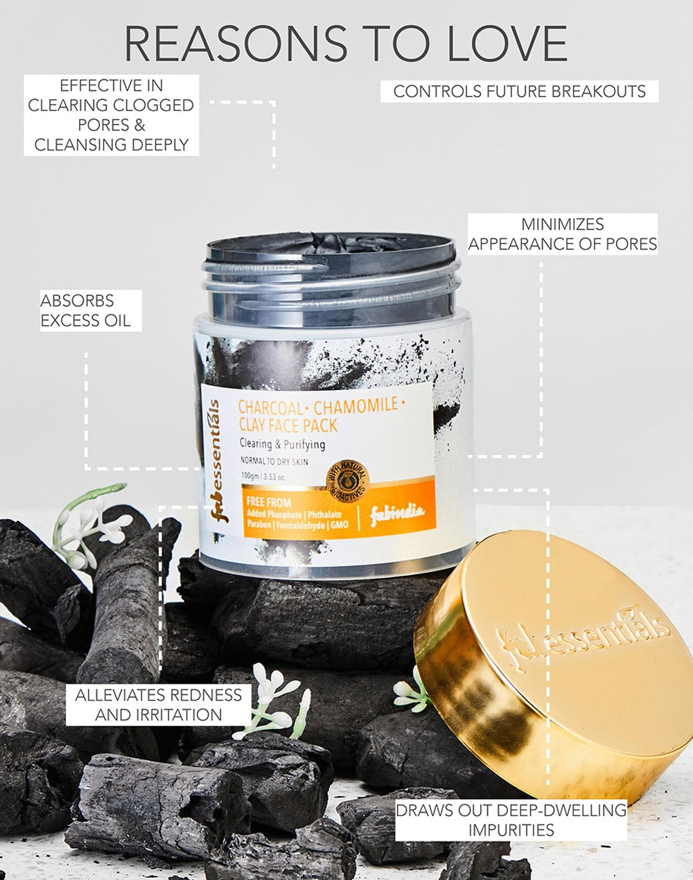 Charcoal Chamomile & Clay Face Pack - 100 gm