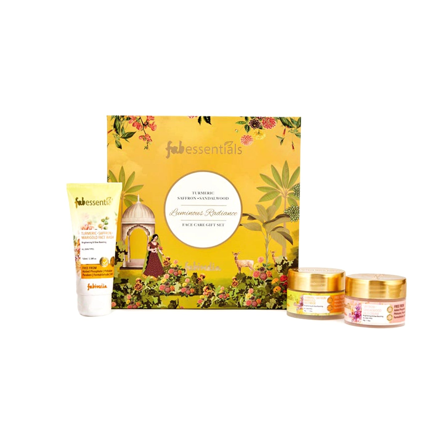 Turmeric Saffron Sandalwood Luminous Radiance Face Care Gift Set - 100 ml + 100 gm